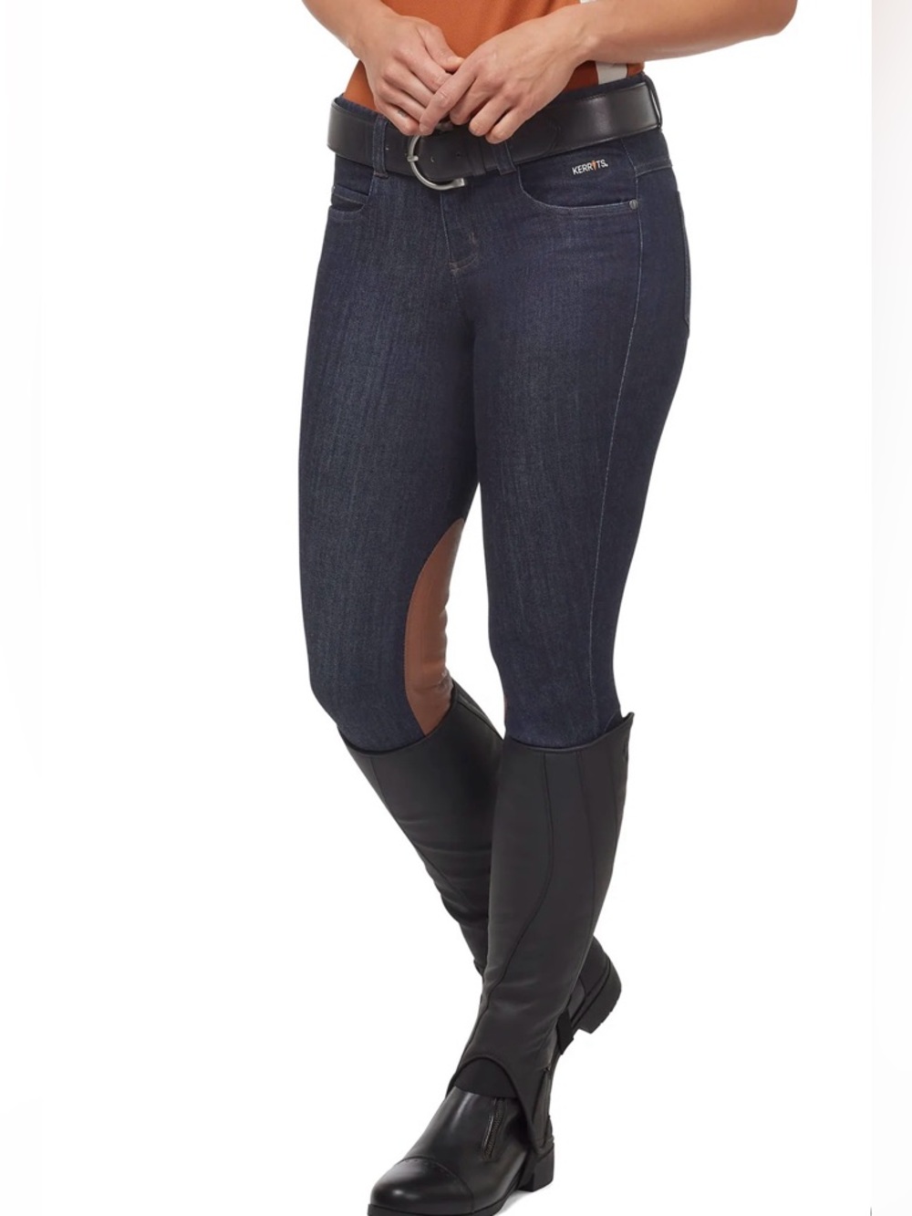 Kerrits kids stretch denim knee patch breech size XL
